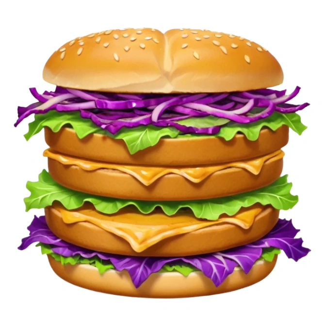 Spicy stacked chicken sandwich — two thick golden toast slices, a crispy breaded chicken fillet, green lettuce, and purple cabbage slaw, with glossy dark sauce dripping down the sides. sticker