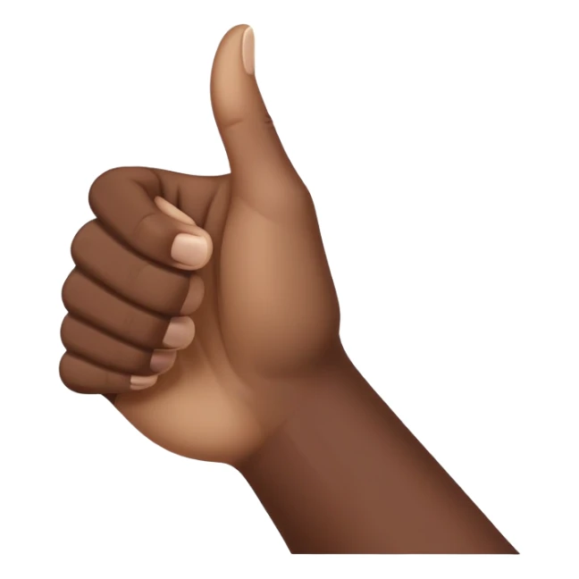 A dark skin tone thumbs up gesture with a subtle light skin tone gradient at the edge sticker