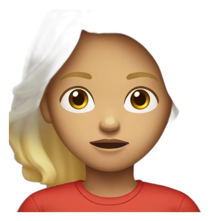 Angry child light skin color blond hair red shirt sticker