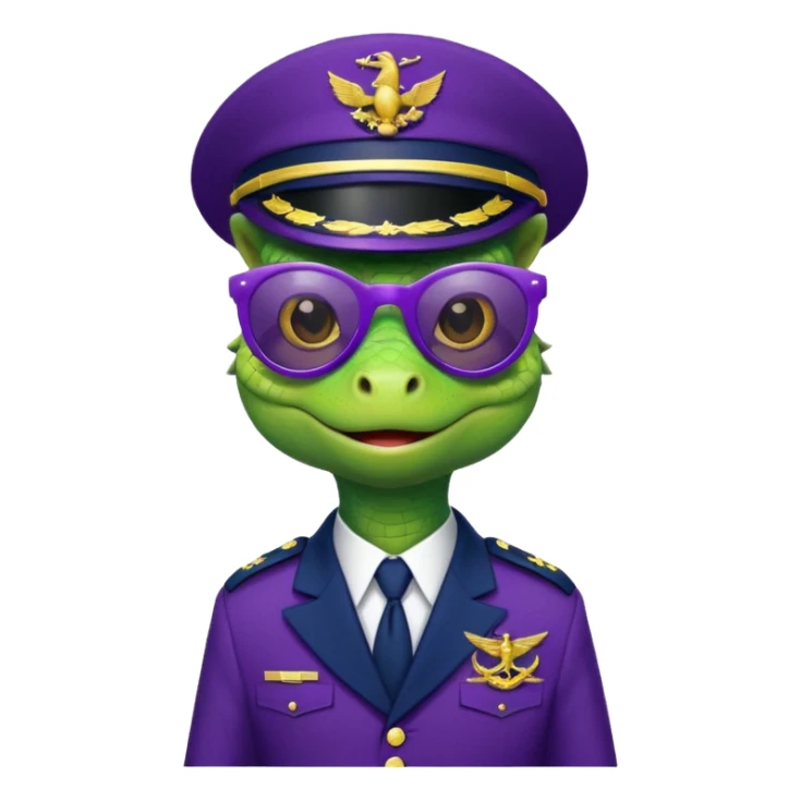 Lizard in navy uniform with purple sunglasses. sticker