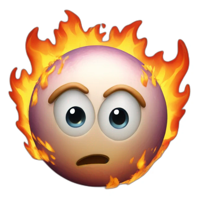 3d sphere with a cartoon fire texture with big beautiful eyes sticker