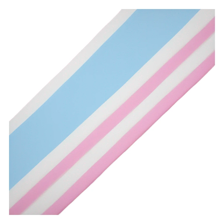 transgender pride flag with five horizontal stripes: light blue, pink, white, pink, and light blue sticker