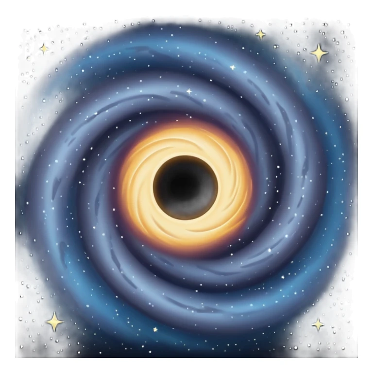 A black hole swirling with mysterious darkness, surrounded by stars and galaxies sticker