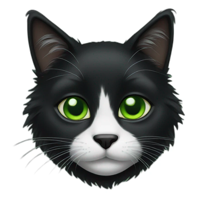 Black furry cat green eyes sticker