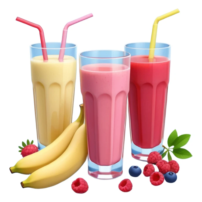 Juice contains: Strawberry Yoghurt, Blueberries, Apple Juice, Raspberries, Banana & Ice. In 3D. Aesthetic sticker
