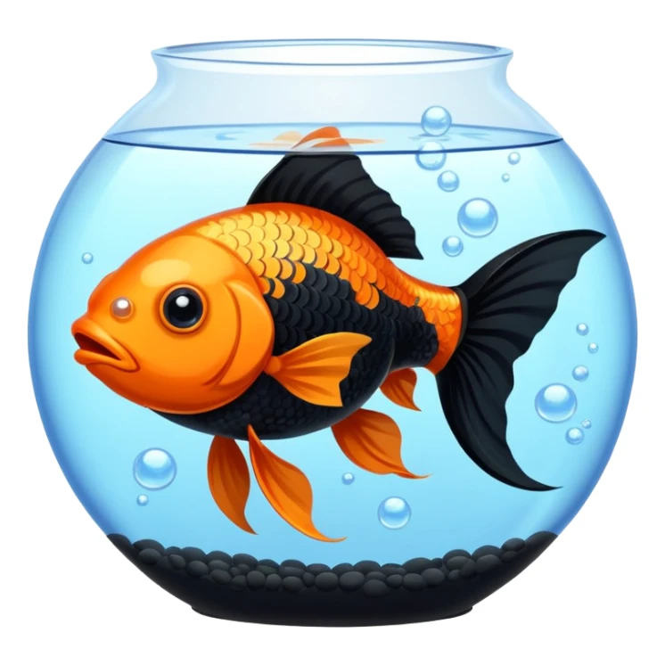 black and white goldfish in a fish tank sticker