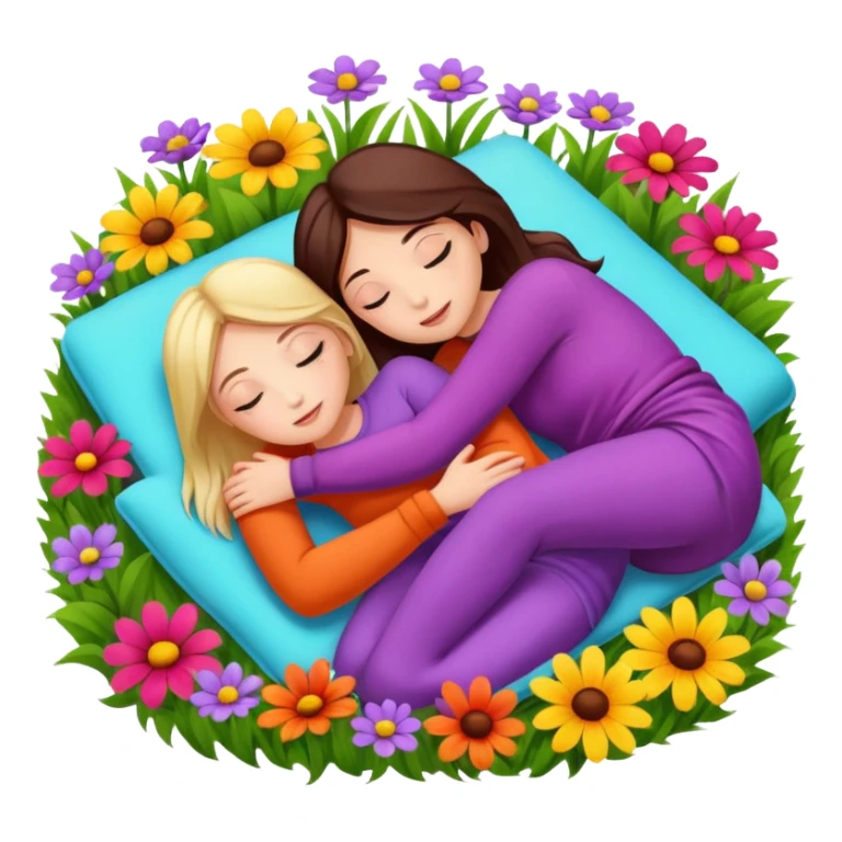 two girls lying on top of each other wrapped around each other lying down sticker
