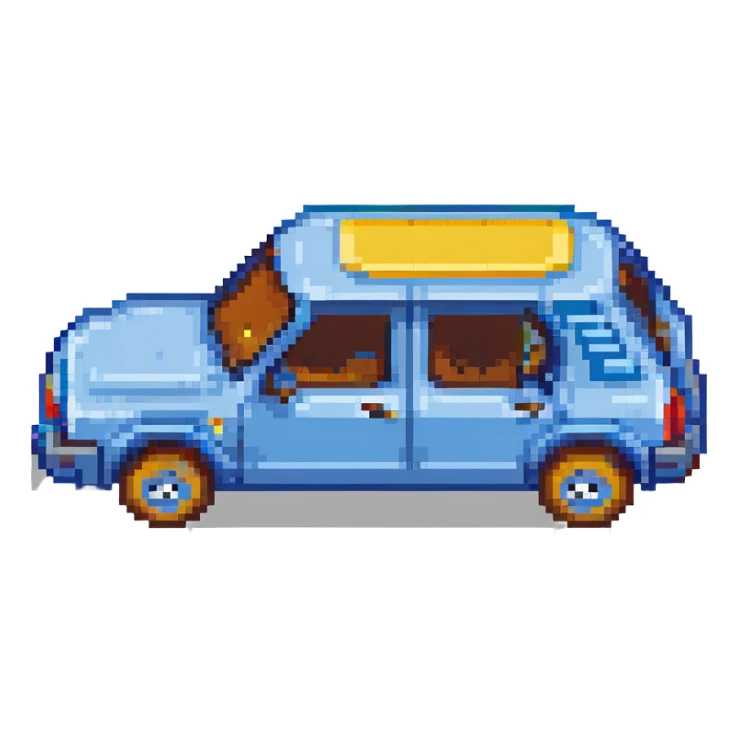 lego style Dacia car, side view, bright colors, simple sticker