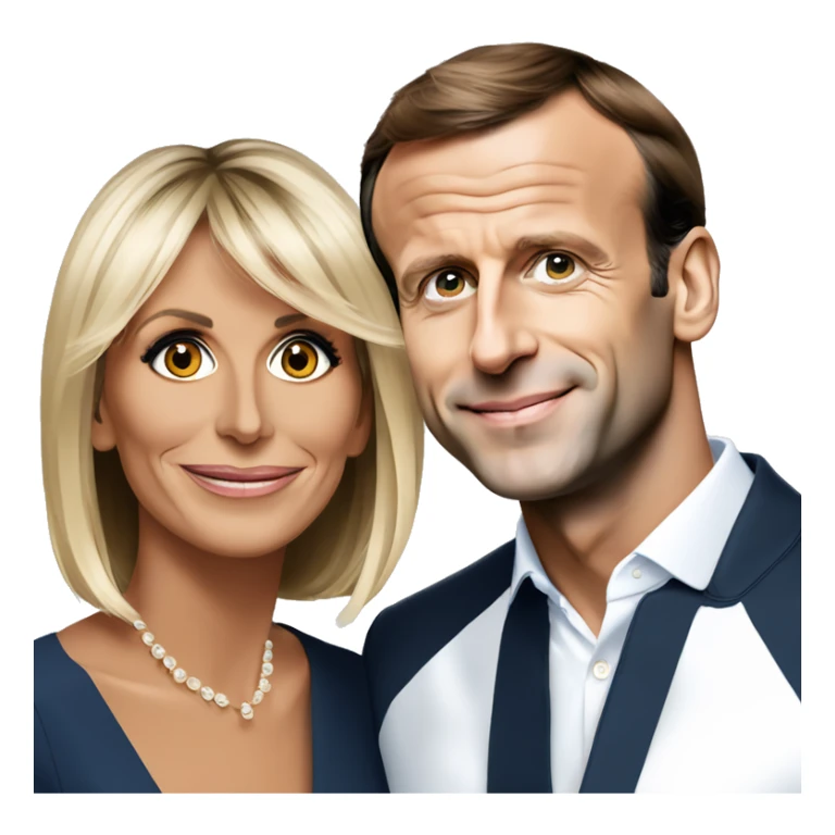 Portrait of Emmanuel Macron with Brigitte Macron sticker