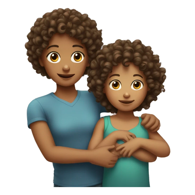 curly-haired girl with a child boy in her arms sticker