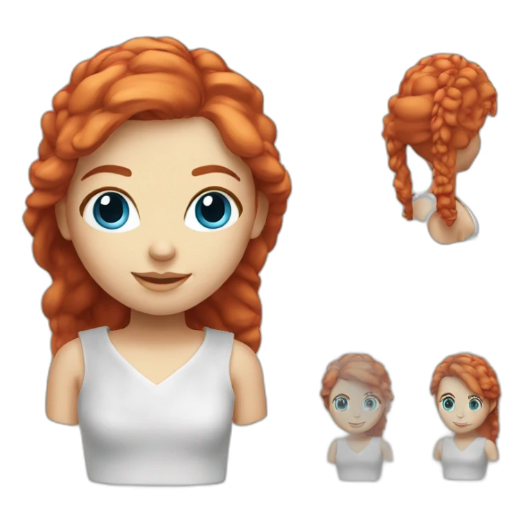blue-eyed red-haired girl with 3d printer sticker