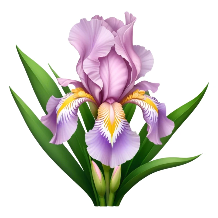 big bouquet Soft Pink Iris, luxuriant, leaf, bud sticker