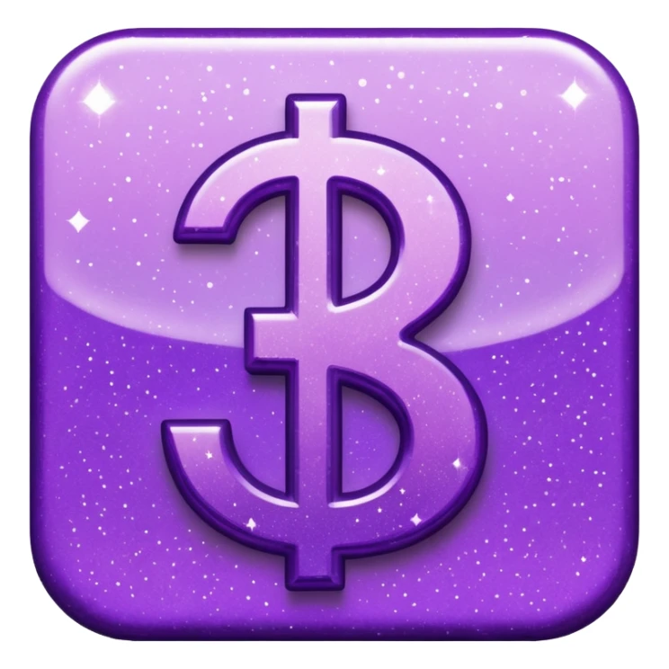 dollar sign with sparkles, purple color sticker