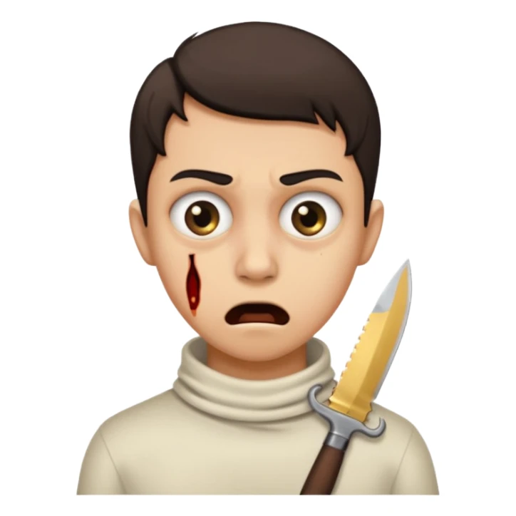 A person with a knife on their neck sticker