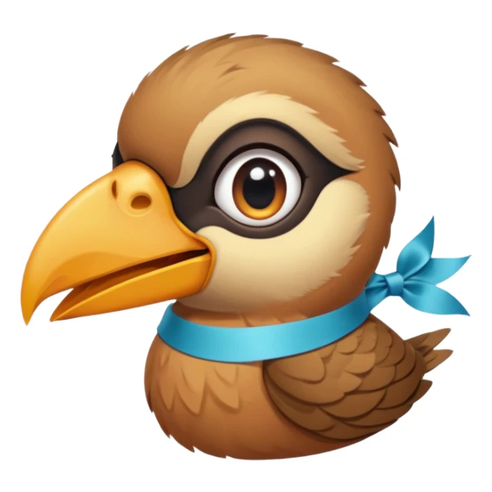 bird with piercings on beak and ribbon two eyes sticker