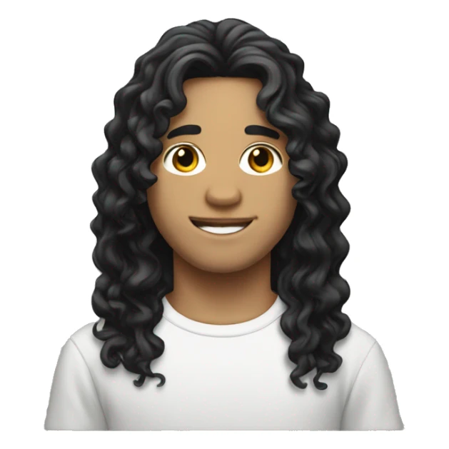 white boy with curly black long hair sticker