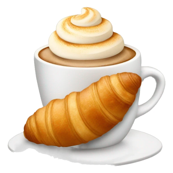 Cup of cappuccino with croissant sticker