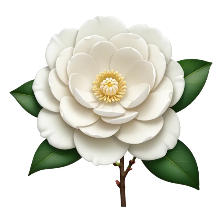 single White Camellia Japonica, straight stem sticker
