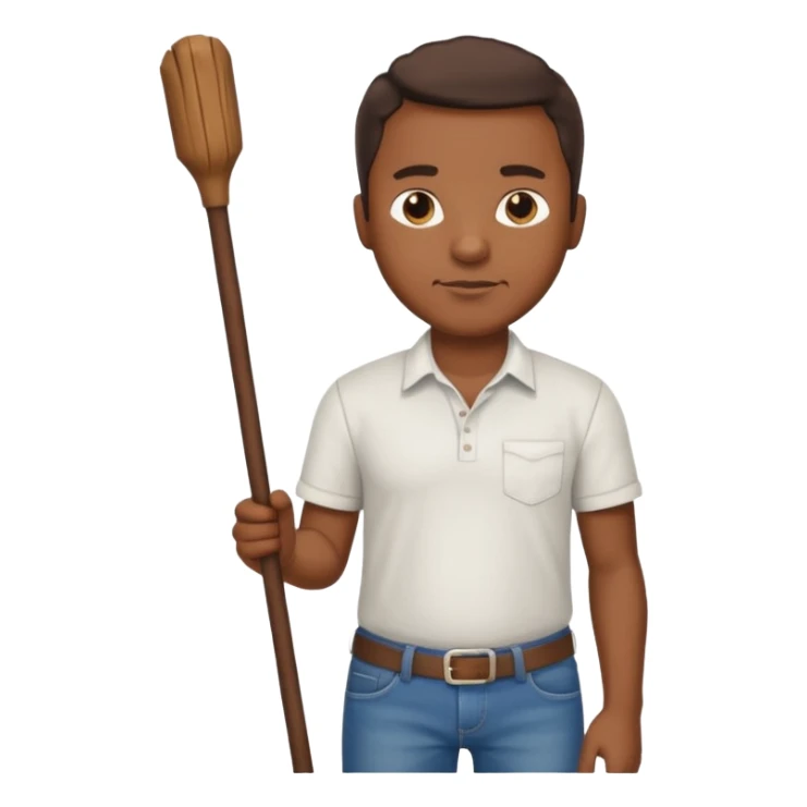 Black man holding a long brown stick by his stomach sticker