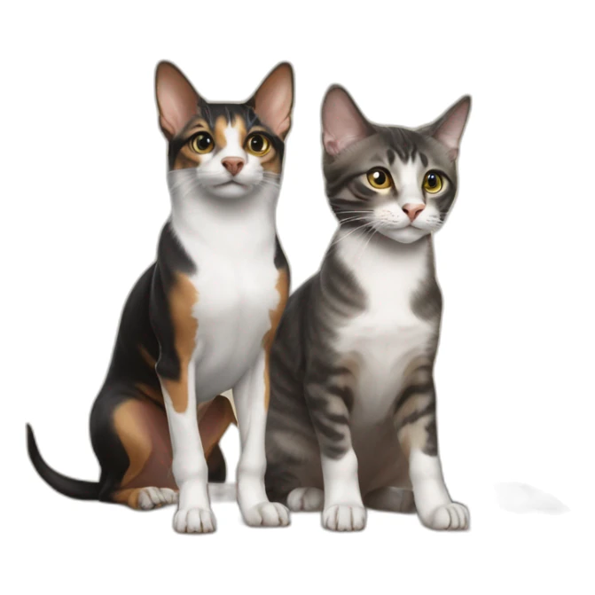 dachshund and maine coone cat playing sticker