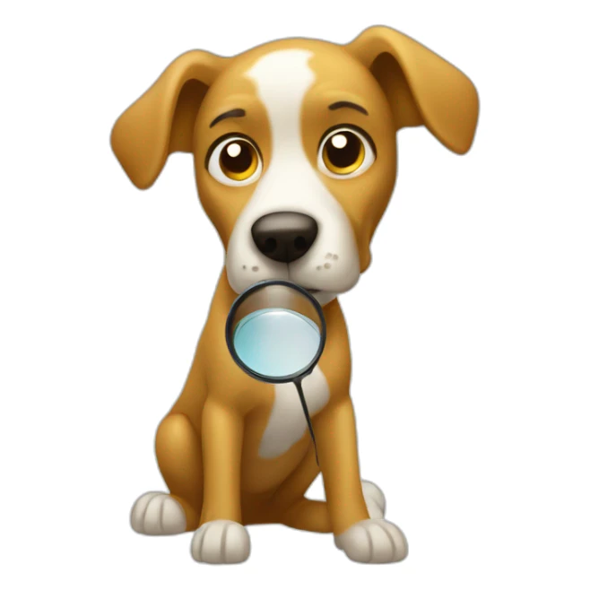 dog searching with a magnifier glass sticker