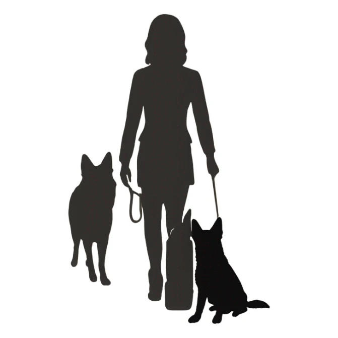 Women with German shepherd silhouette  sticker