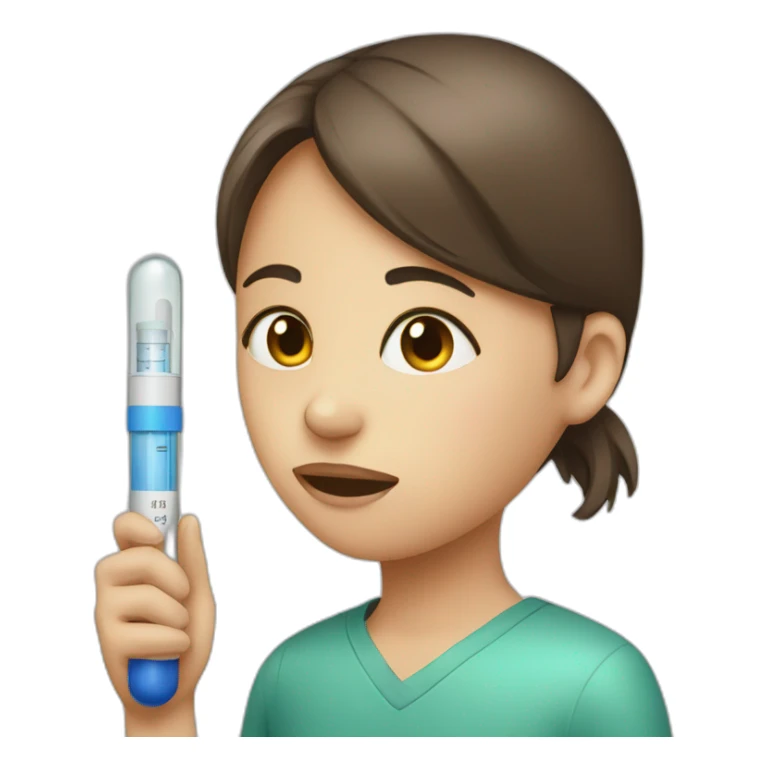 Illness girl with thermometer in the mouth sticker