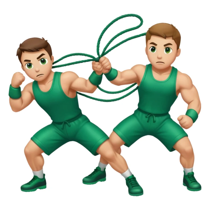 players in green jumpsuits playing intense tug-of-war sticker