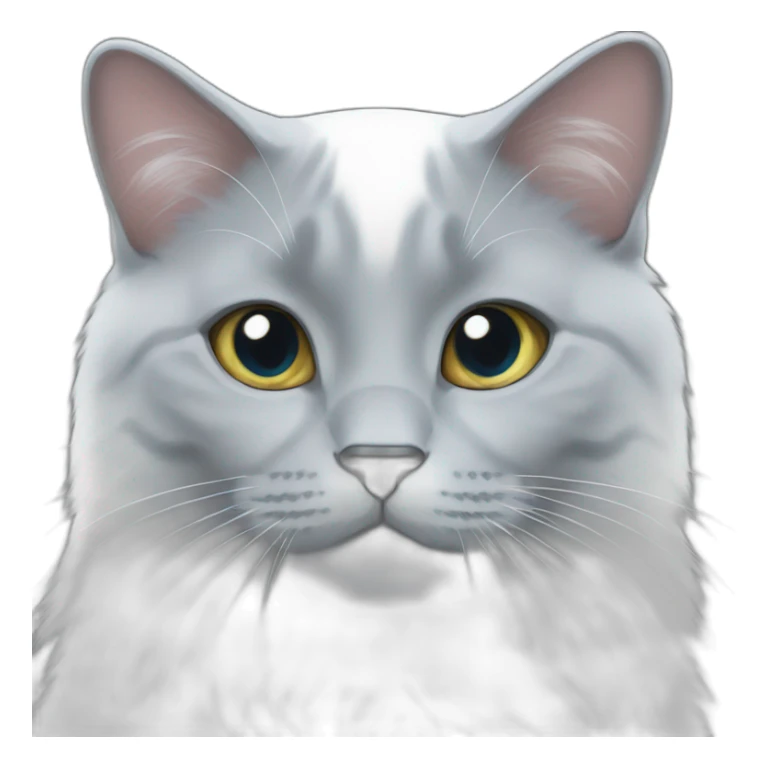 russian blue cat with white tuxedo fur sticker