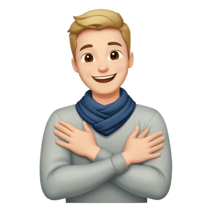  guy with crossed hands around his neck laughing  sticker