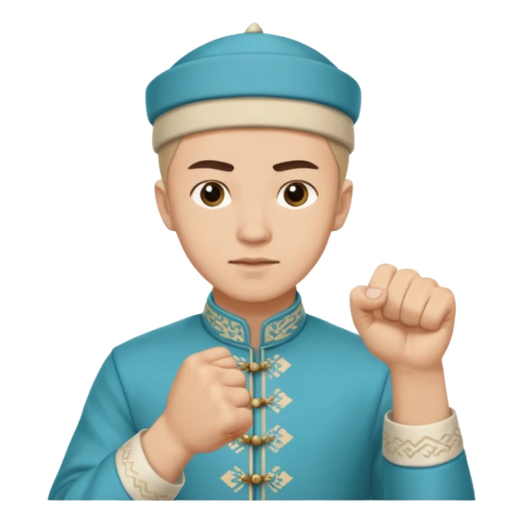 tatar young man with national outfit shows his fist sticker