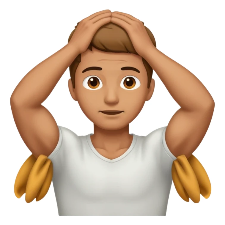 A man holding his neck with both arms sticker