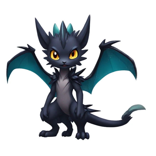 Edgy Cool Chibi Nargacuga-Noivern-Pokémon-fusion-cat Full Body sticker