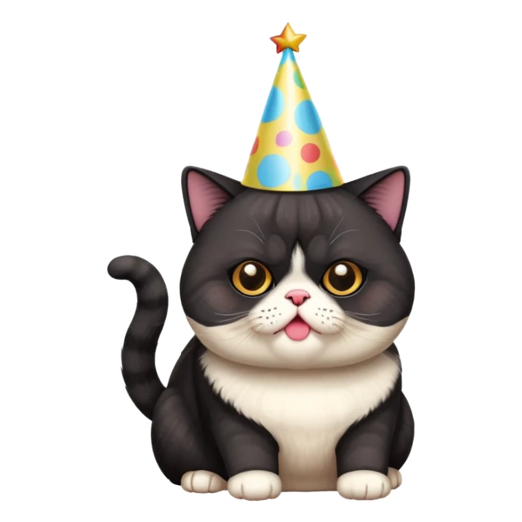 All black exotic shorthair cat birthday sticker