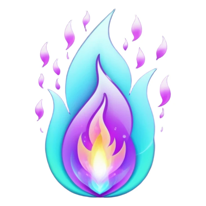 glitter purple and cian flame sticker