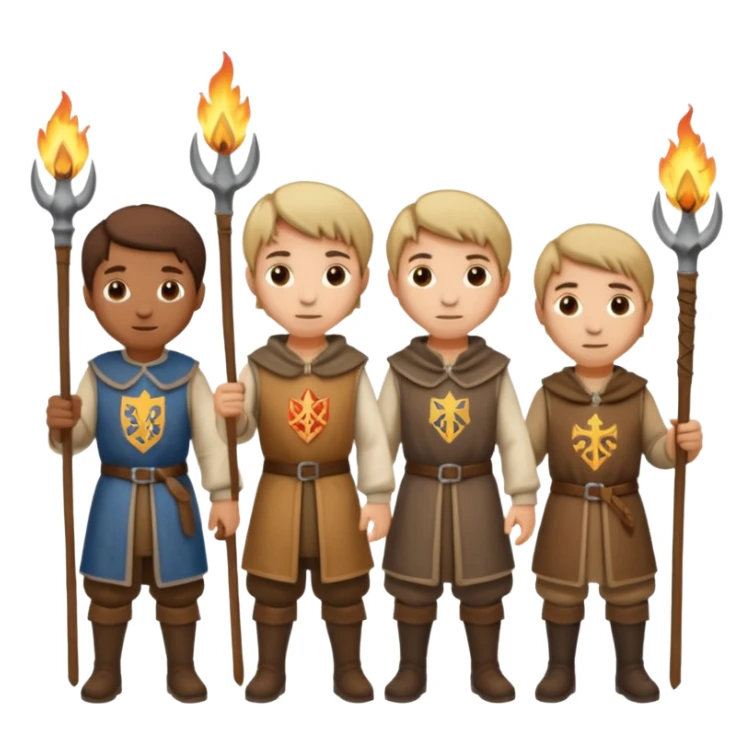 les villagois avec des fourches et des torches sapé en moyen age sticker