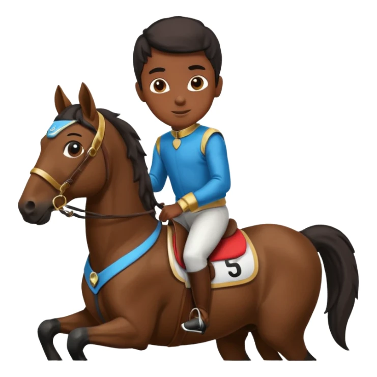 black boy riding horse wearing racing cloth black sticker