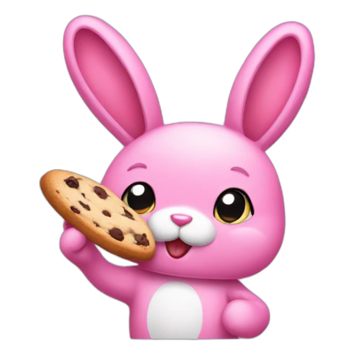 Pink Bunny eatting a Cookie sticker