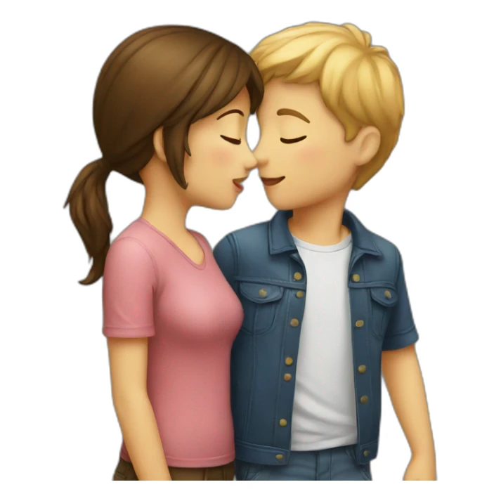 boy and girl kiss sticker