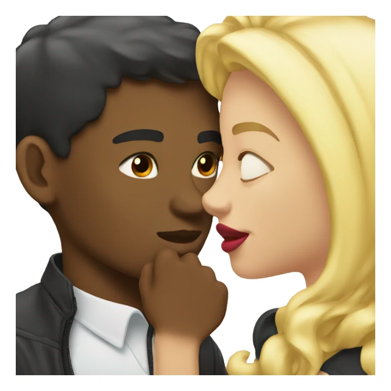 a blonde guy and a black guy kissing sticker