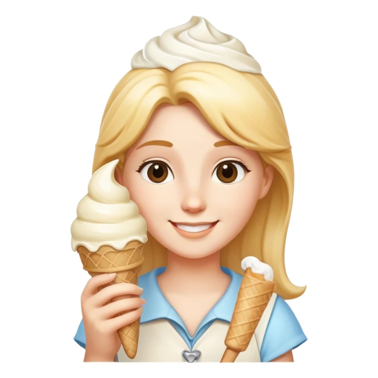 smiling Athena with white ice cream cone sticker