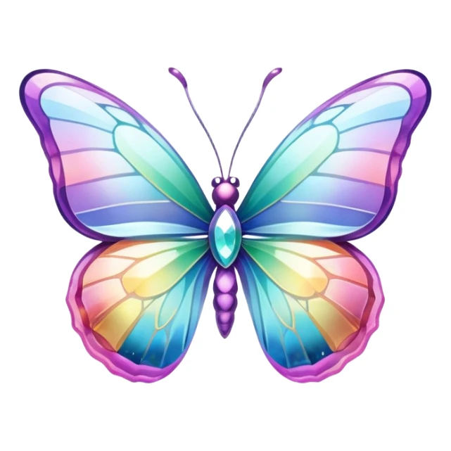 Pastel iridescent rainbow crystal butterfly sticker