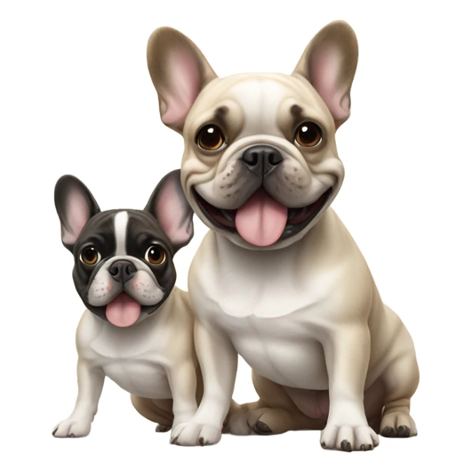 2 super cute frenchie bulldogs walking one big one small sticker