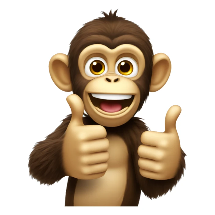 Excited monkey thumbs up thank you sticker