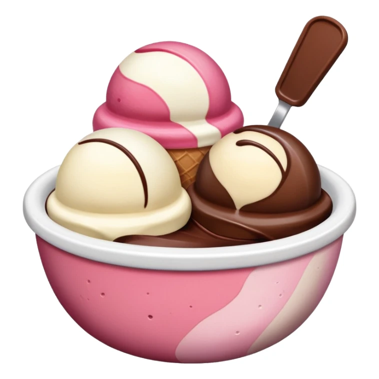 Neapolitan ice cream scoops in a bowl sticker