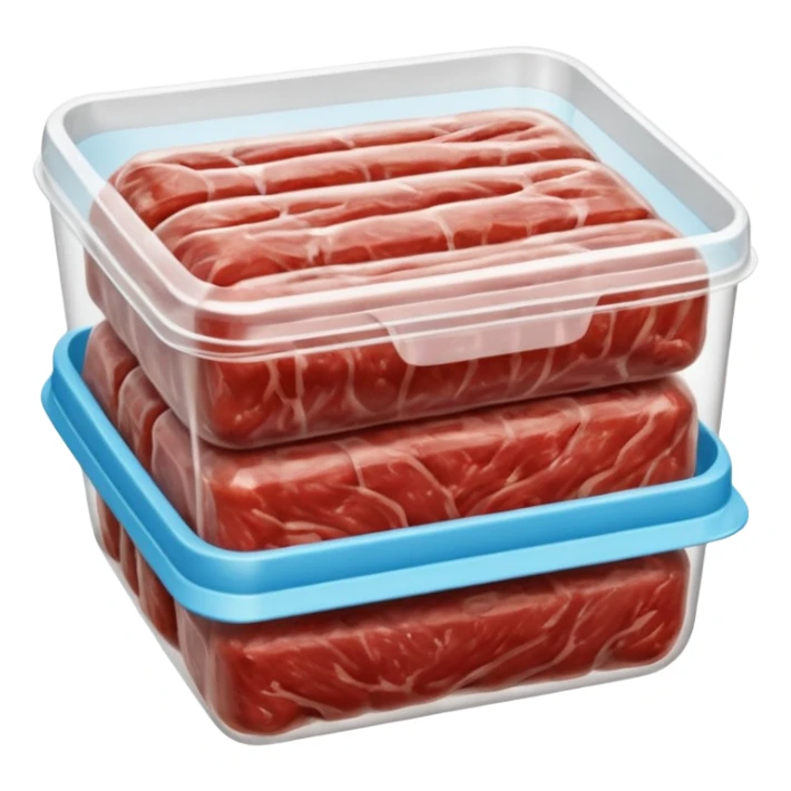 A 3D cartoon pack of minced meat wrapped in transparent plastic, supermarket-style packaging, Memoji-style. sticker