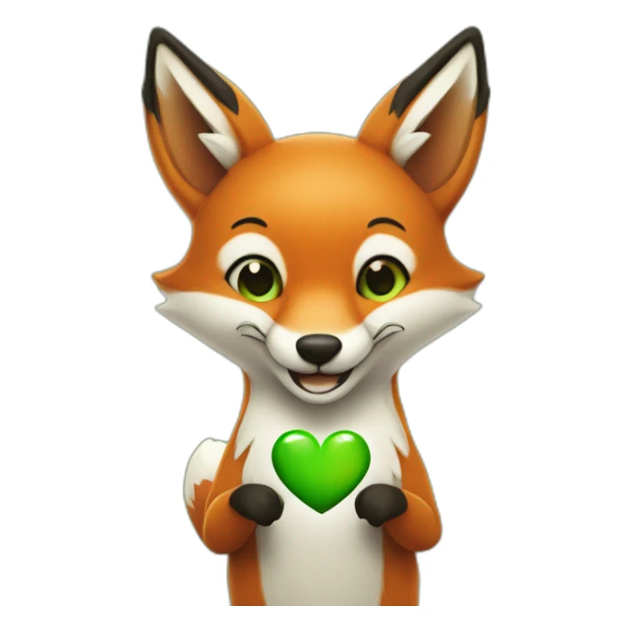 Happy Fox with a green heart in his hand  sticker