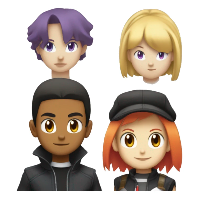 3 personne, deux garçon une fille dans le style Team rocket Pokémon  sticker