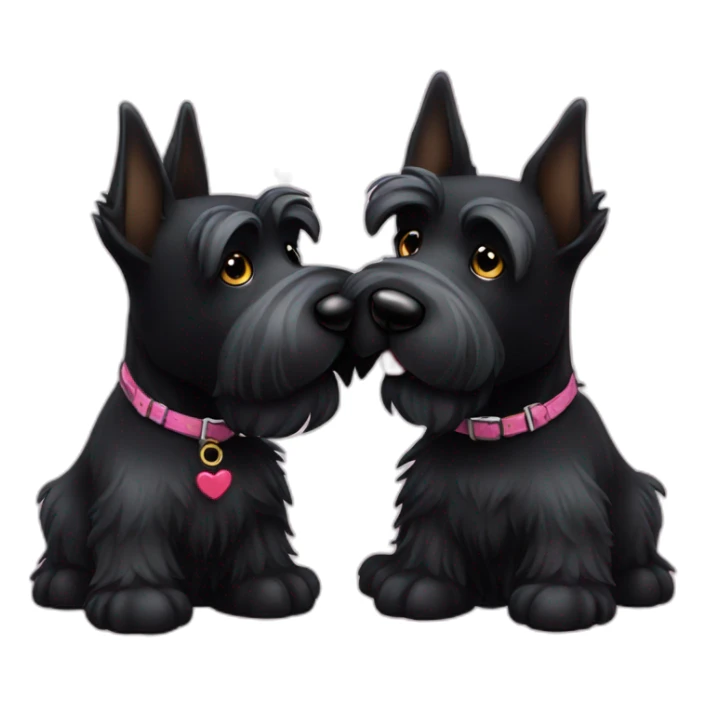 Senior Two black Scottish terrier kissing sticker