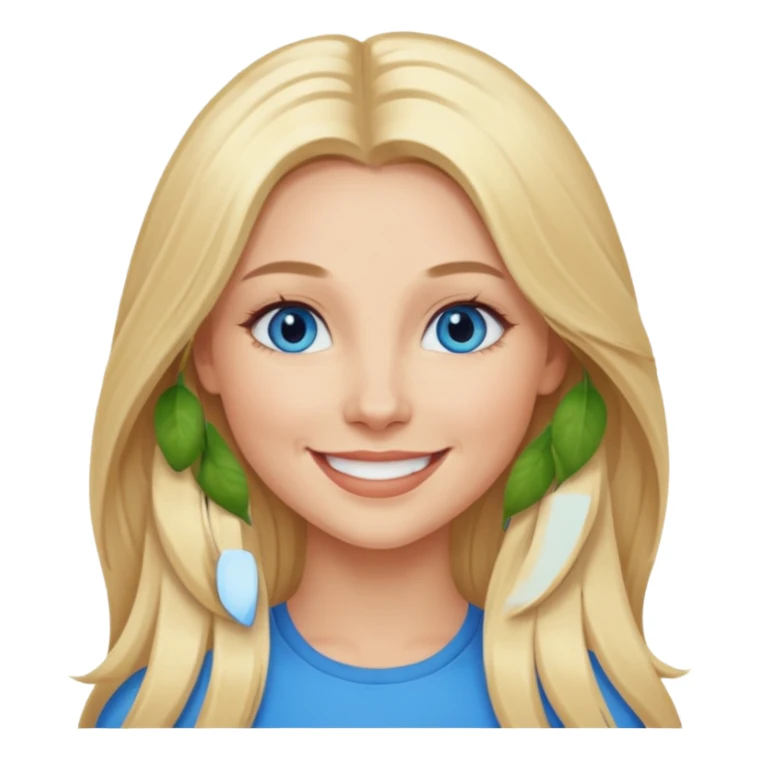 Shannon Bex with long blonde hair, blue eyes sticker